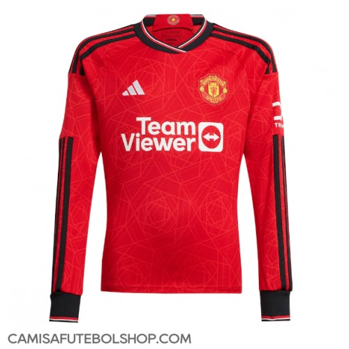 Camisa de time de futebol Manchester United Replicas 1º Equipamento 2023-24 Manga Comprida